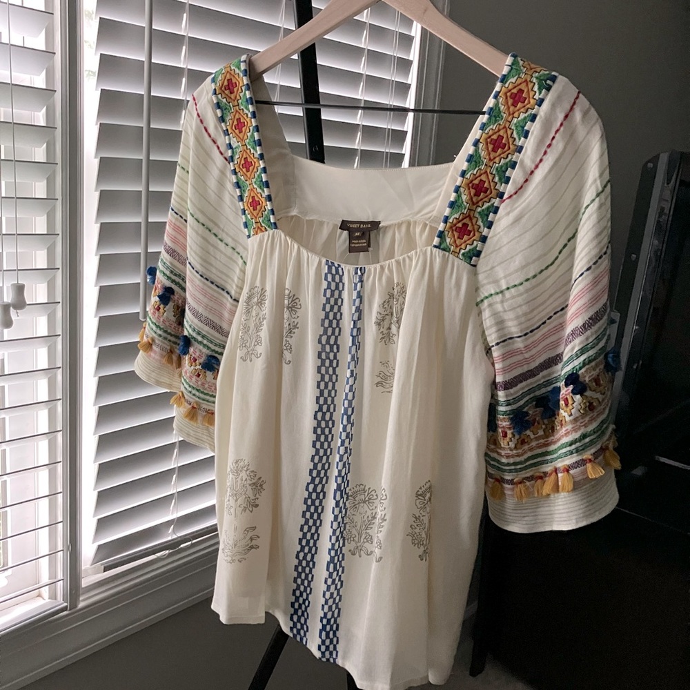 Anthropologie peasant shirt from designer Vineet Dahl size xs